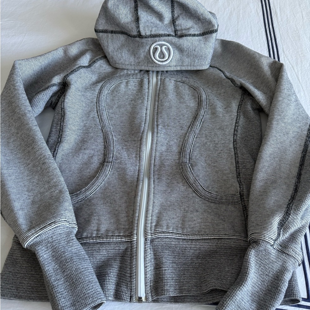 Lululemon Athletica Black & White Striped Scuba Hoodie